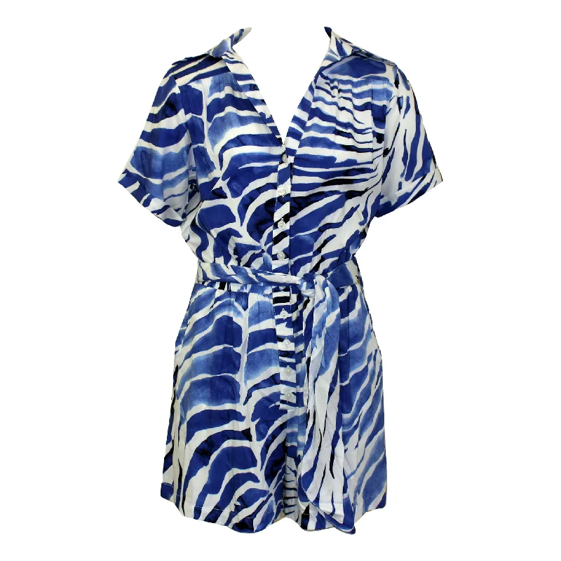Women's Clothes Online Shopping La Mer Luxe Short Sleeve Renee Romper - Navy Batik