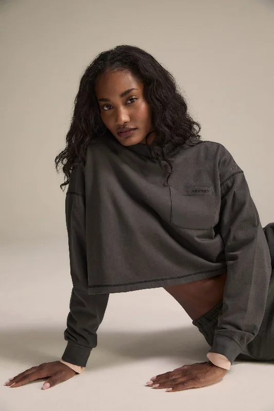 Women’s Outerwear for All Weather Conditions Long Sleeve Pocket T-shirt - Graphite Grey