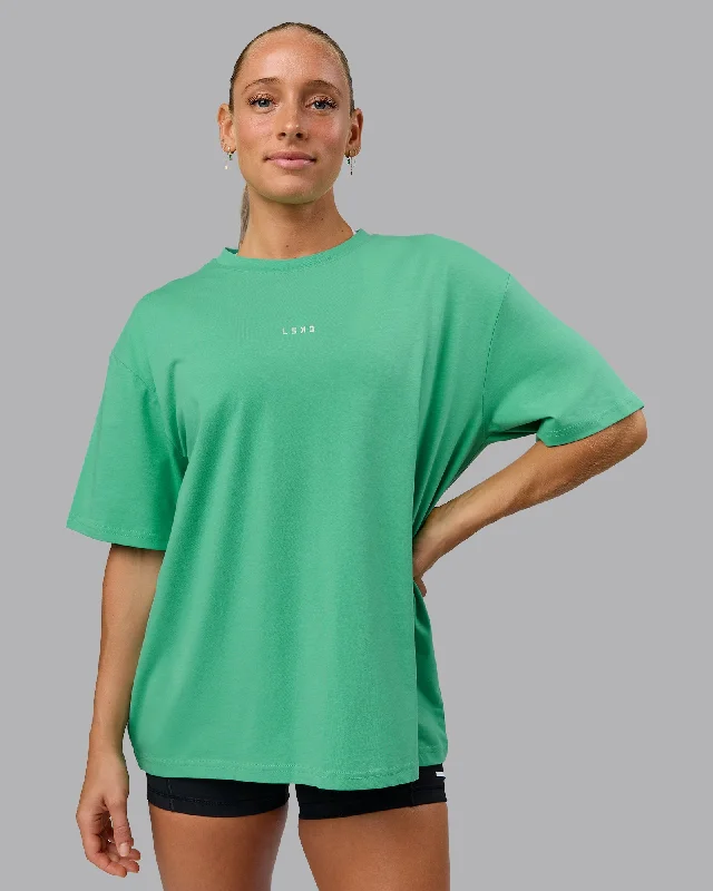 Elegant Styles Go-To FLXCotton Oversized Tee - Mystic Green-White