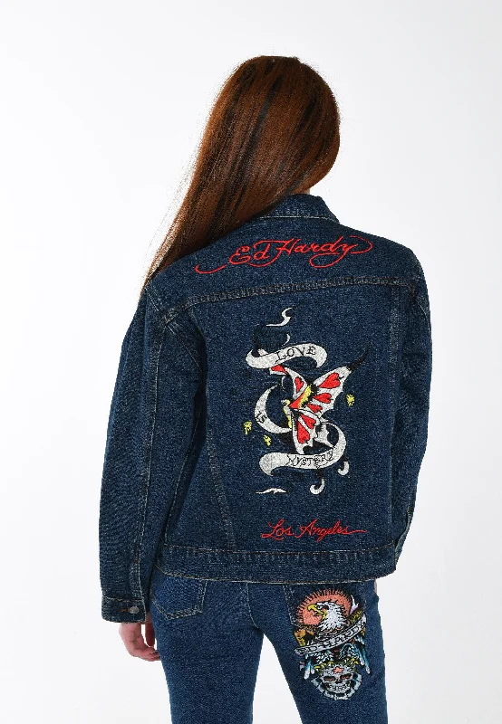 Online Clothing Boutiques Womens Love Is Mystery Denim Jacket - Indigo