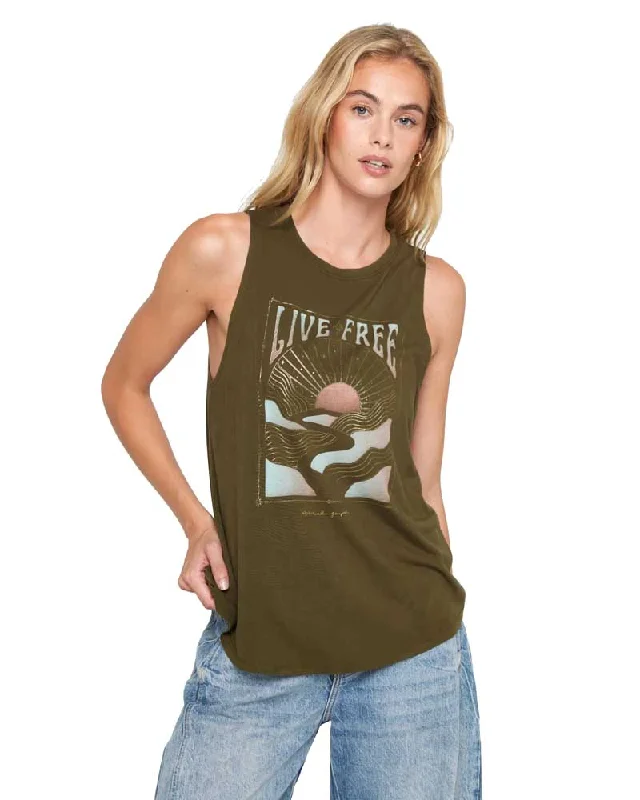 Fashion Essentials Live Free Jade Muscle Tank