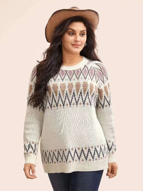 New Styles Just In Fair Isle Jacquard Crew Neck Pullover