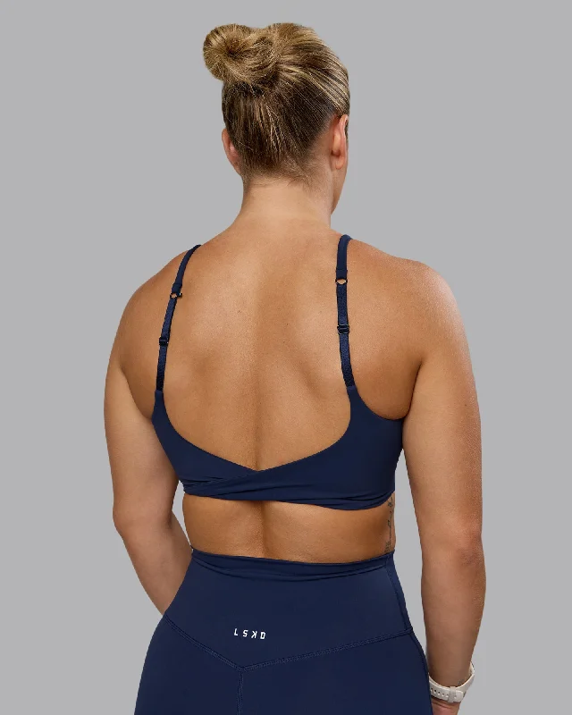 High End Fashion Twist Sports Bra - Future Navy