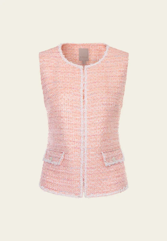 Clothes Of Woman Contrasting Embellished-trim Flap-pocket Waistcoat