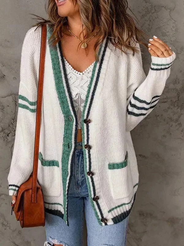 Explore What's New Color Block Fashion Sweater Cardigan