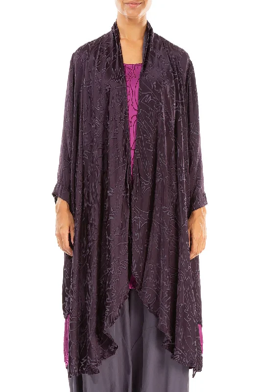 Best Online Boutiques Open Vintage Violet Devoré Feather Silk Jacket