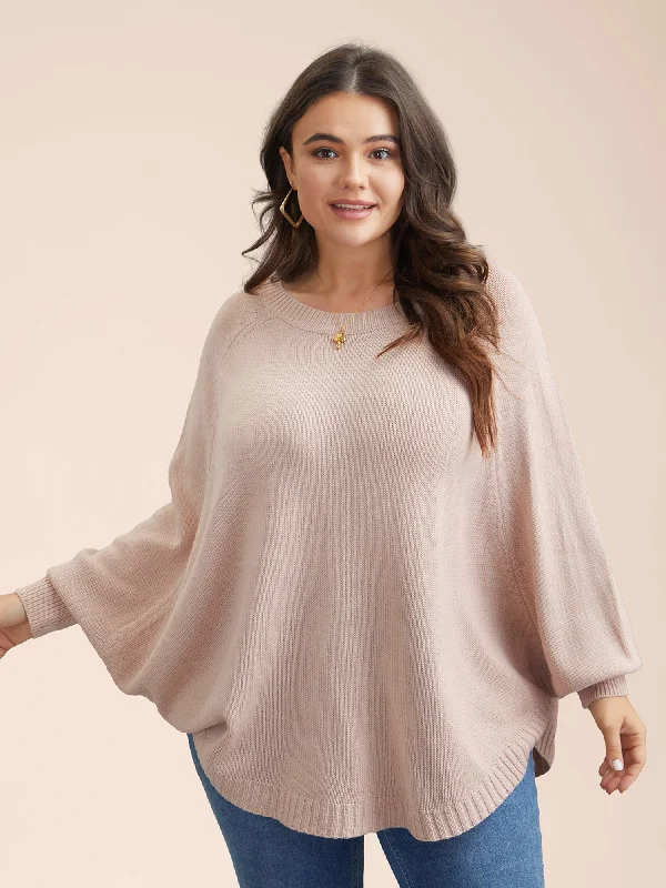 Online Boutiques Bat Sleeve Curved Hem Pullover