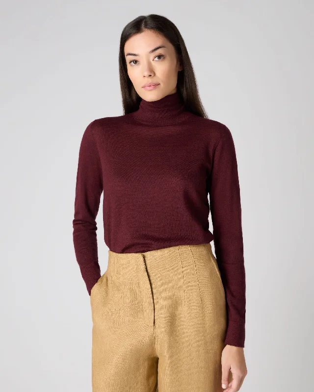 Women’s Clothing for Every Occasion Women's Superfine Roll Neck Cashmere Jumper Burgundy Red