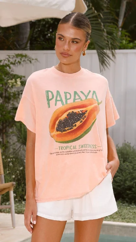 Style Breakthroughs Papaya Acid Wash Tee - Peach