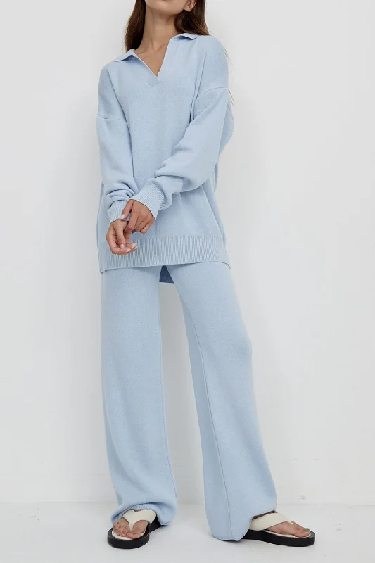 Ride The Style Wave Dropped Shoulder Sweater and Long Pants Set