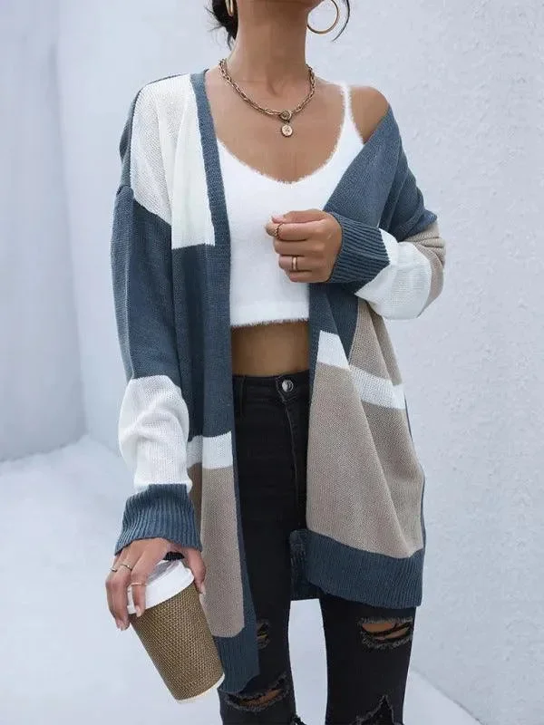 Must Haves Color Block  Women Cardigan Sweater