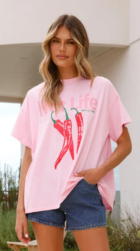 Trendy Urban Attire Hot Life Tee - Pink