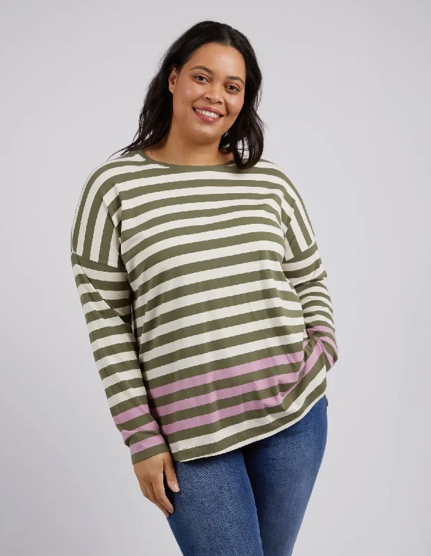 Gift Ideas Elm Turn Back LS Tee Clover Pearl Stripe