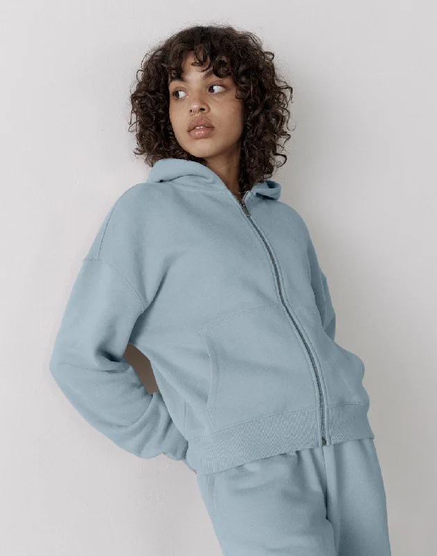 Style Versatile Women's Collection The Womens Full Zip Hoodie in Chalk Blue