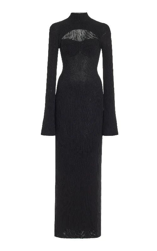 Flash Sales This Week Danica Knit Dress in Black Merino Wool Cashmere