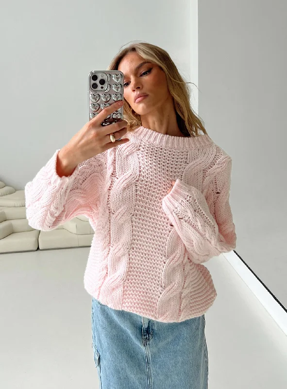 Affordable Fashion for Women Ellison Cable Knit Sweater Blush Pink