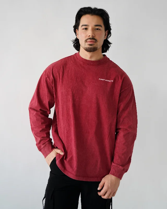 Stylish Statements Lifting Club Long Sleeve - Crimson