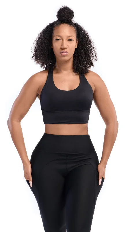 Chic Style, Always In Vogue Ansa Medium Impact Sports Bra - Black - FINAL SALE