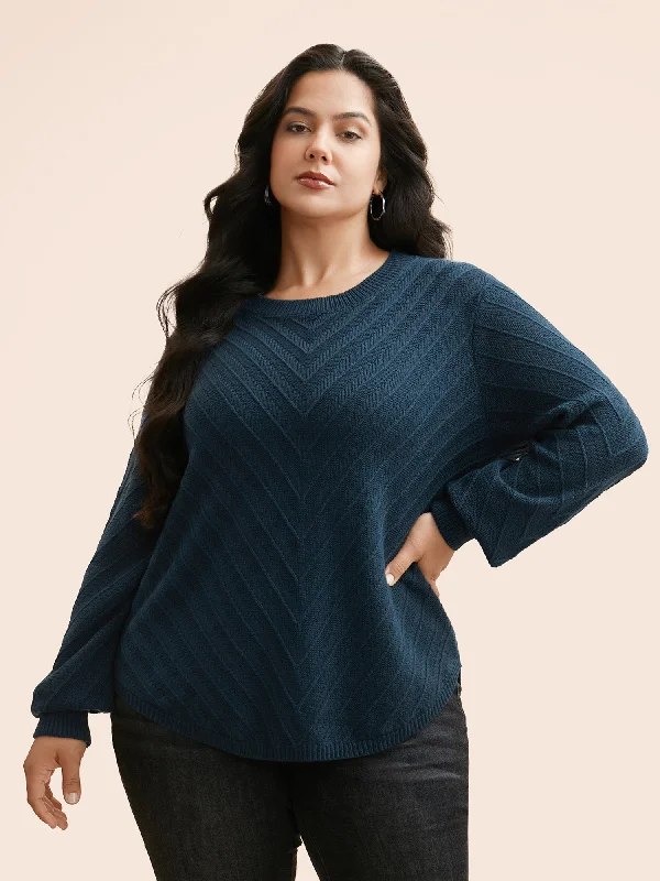 Outfits For Women Plain Textured Crew Neck Pullover