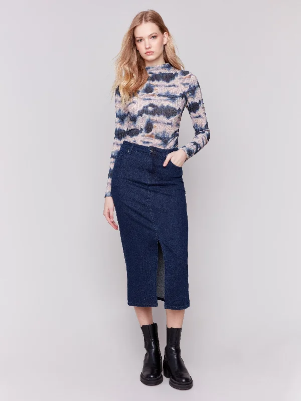 End Of Season Sale Clothing Long Denim Skirt - Blue Black