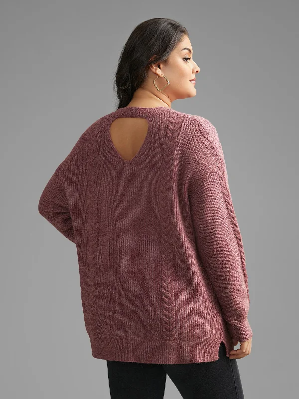 Redefining Women's Fashion Plain Textured Cable Knit Backless Pullover