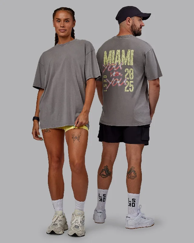 Modern Casual Clothing Unisex Miami 25 Washed FLXCotton Tee Oversize - Storm Front-Lemon Fizz