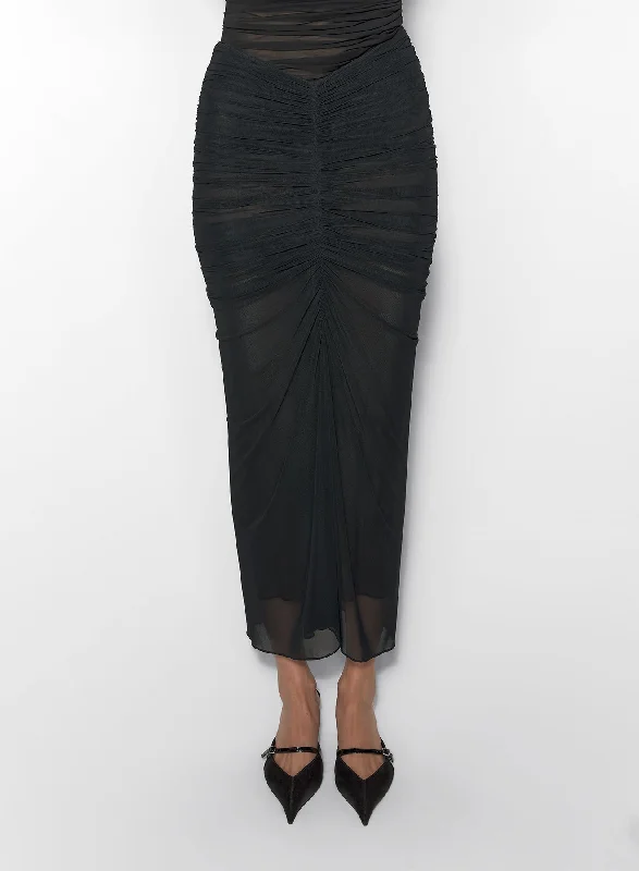 Exclusive Discount black ruched mesh skirt