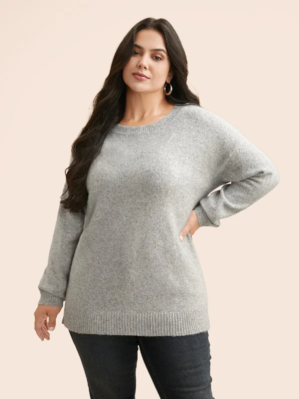 Trendy Women’s Outfits for Casual Wear Airy Cozy Drop Shoulder Wool Pullover