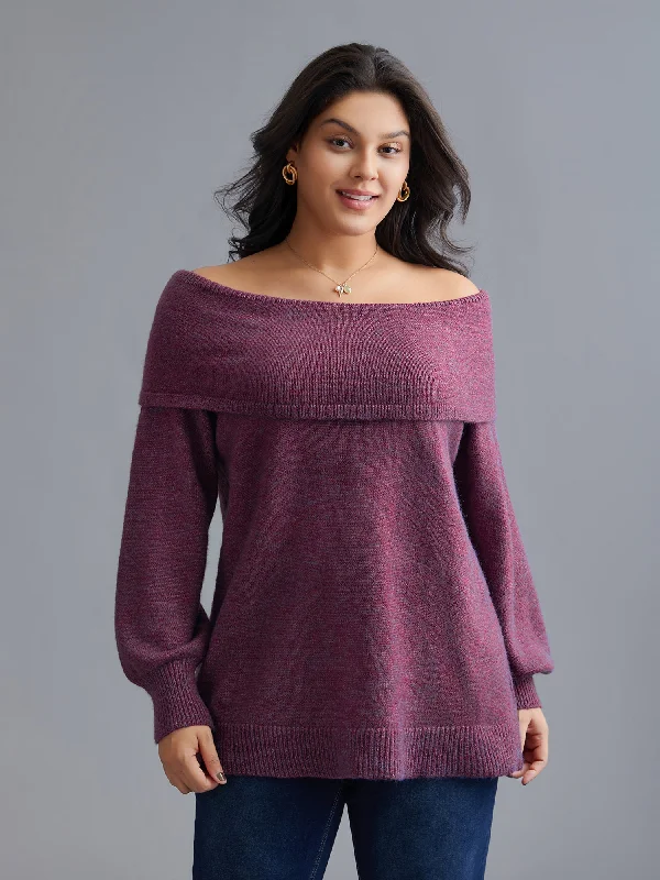 Chic Women’s Clothing Online Off-Shoulder Textured Long Sleeve Pullover