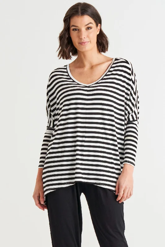 Special Offers, Don't Miss Betty Basics Kyoto V-neck Tee  Black/White Stripe