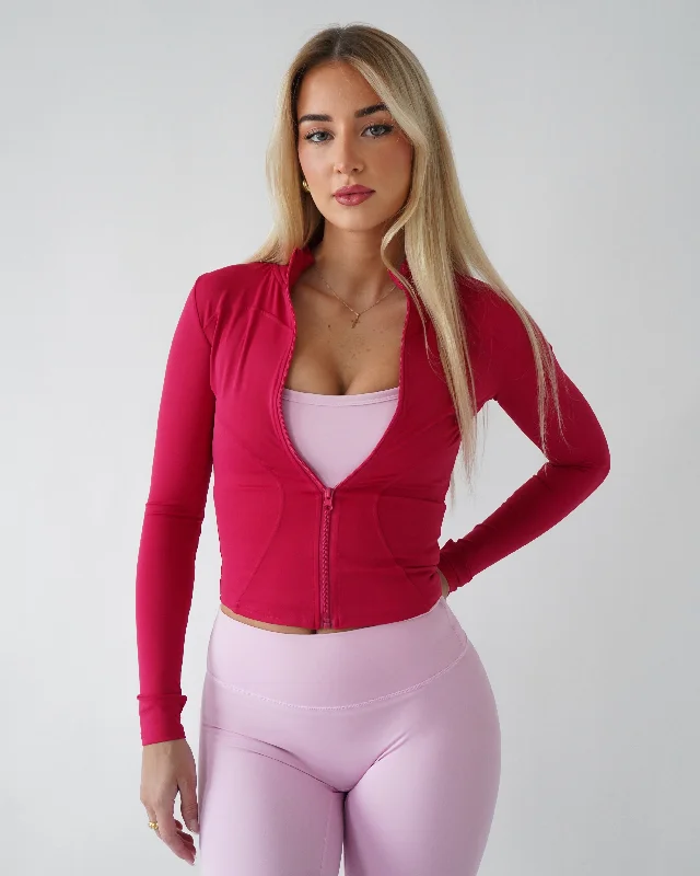 Runway Inspired Wear Sculpt Zip Up - Raspberry