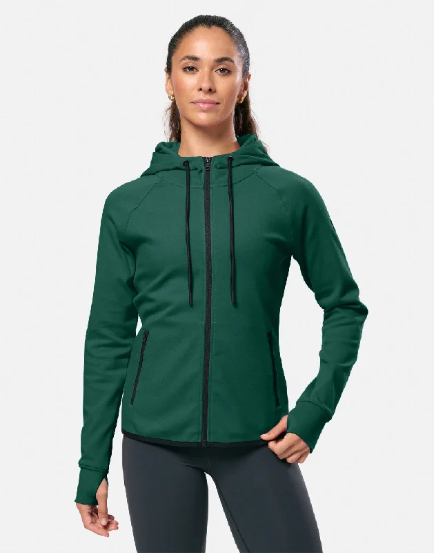 All Season Fashion Collection Chill Patch Zip Hoodie in Willow Green