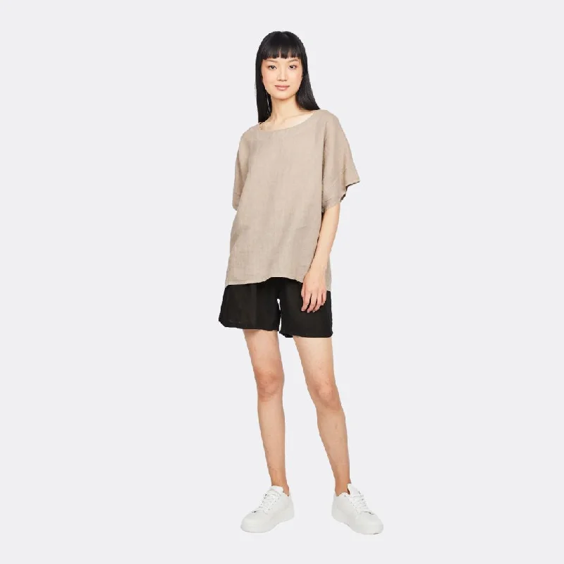 Latest Fashion for Women Loose Linen Shorts (Black)