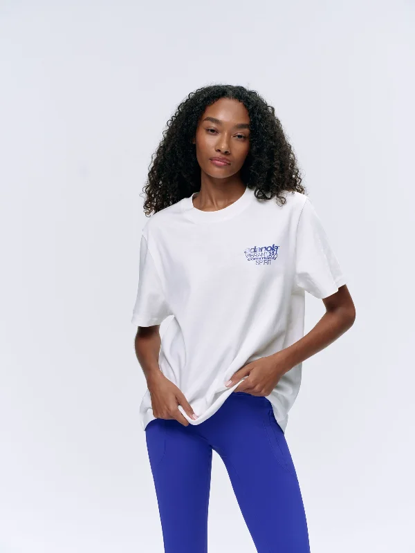 End Of Season Sale Clothing Community Spirit Short Sleeve Oversized T-shirt - White/Cobalt Blue