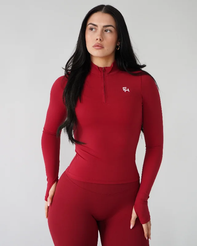 Fashion Forward Femme Adapt Long Sleeve Quarter-Zip - Ruby