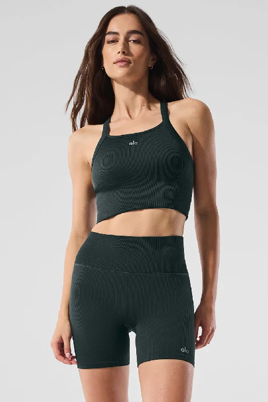 Insane Discount Onslaught Seamless Ribbed Favorite Bra Tank - Charcoal Green