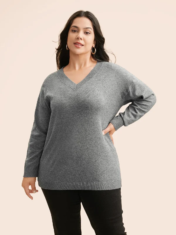 Affordable Women’s Fashion Supersoft Drop Shoulder V-Neck Top