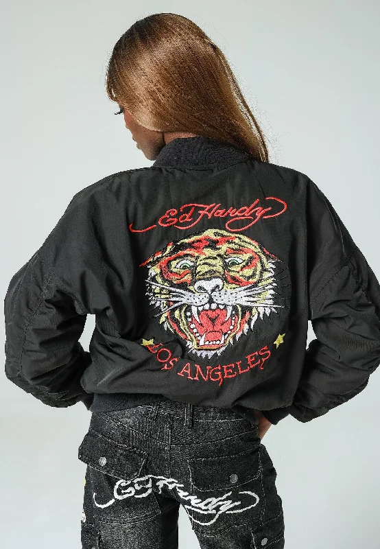 Flash Sale Or Flash Sales Womens La-Tiger-Roar Bomber Jacket - Black