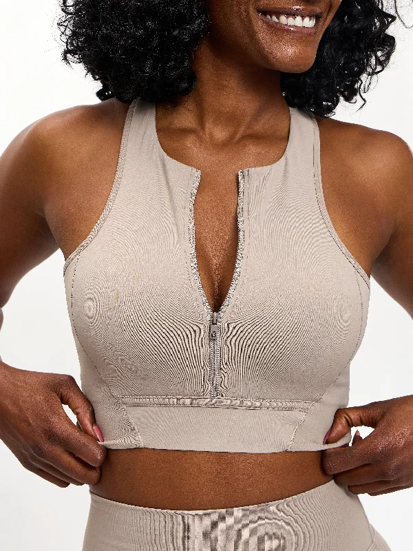 Sales For Clothes Colorado Zip Sports Bra - Neutral