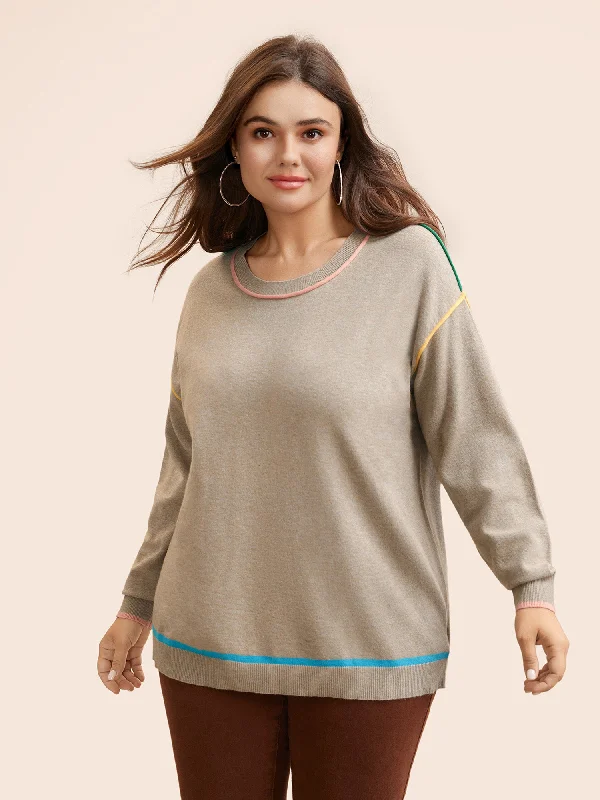 Sale Event, Prices Rock Supersoft Essentials Contrast Trim Drop Shoulder Pullover