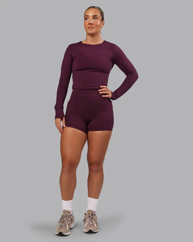 Fashion Forward Staple Long Sleeve Cropped Tee - Cherry Lacquer