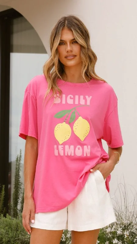 Trend Driven Wardrobe Sicily Lemon Tee - Pink