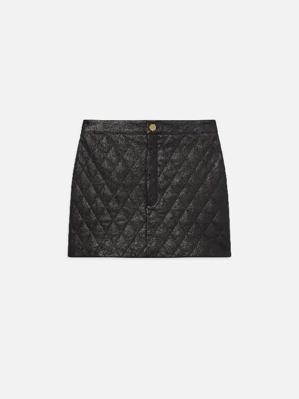 Trend Driven Wardrobe Quilted Leather Skirt -- Black