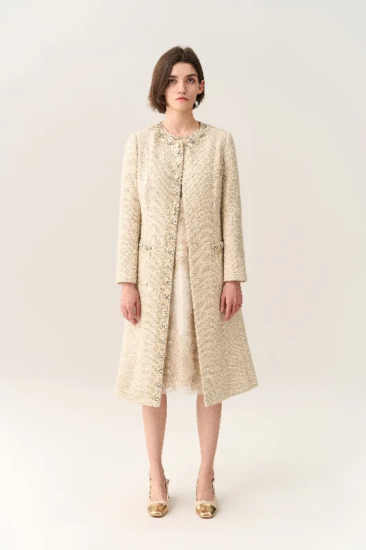 The Latest Trends Embellish-trimmed Tie Belt Coat