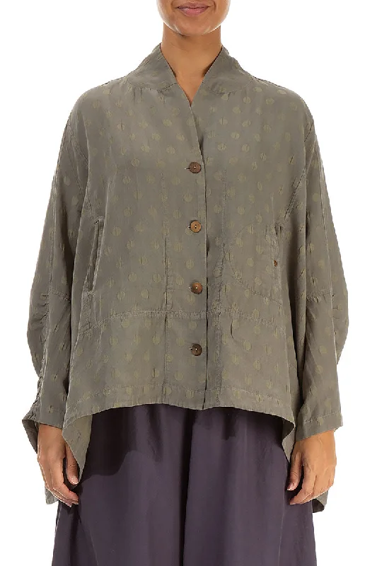 Women’s High Street Fashion Silver Sage Dotty Silk Jacket