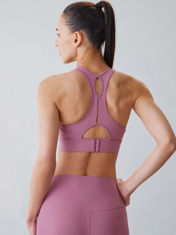 Women’s Evening Wear Pink U Neck X Cross Sports Bra - Medium Support