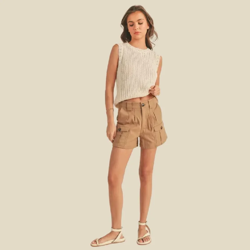 Stylish Loungewear for Women Cotton Cargo Shorts (Mocha)