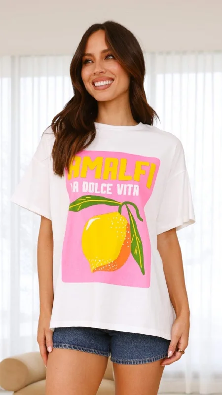 Fashion Forward Femininity Amalfi Lemon Tee - White/Pink