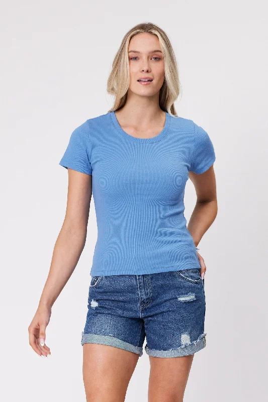 Discount Store Shine On Essentials Rib Tee Blue