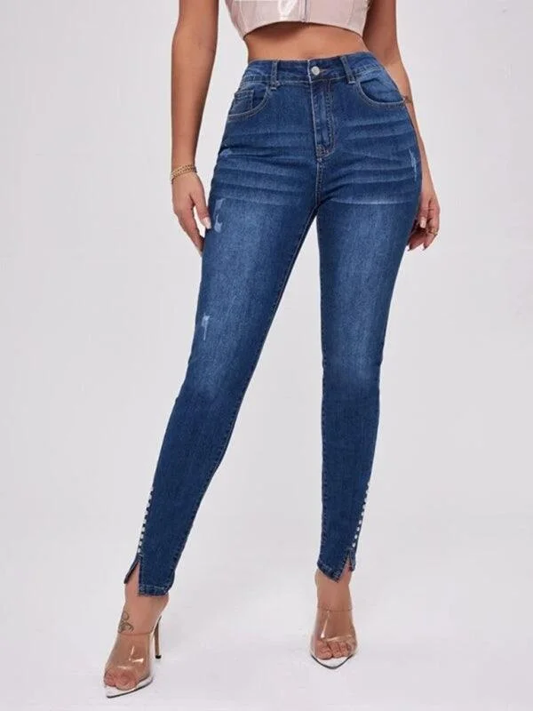 Explore What's New Women's Beaded Slit Jeans